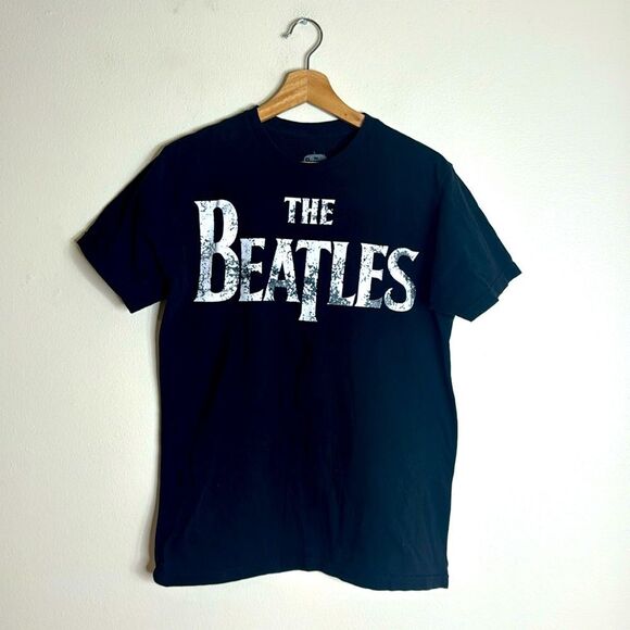 The Beatles mens basic black graphic T-shirt size large - Picture 1 of 7